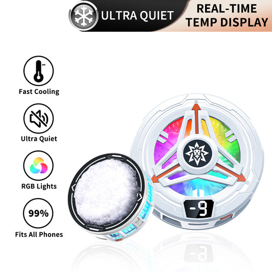 Round RGB Semiconductor Phone Cooler with Temp Display | Ultra Quiet Gaming Radiator