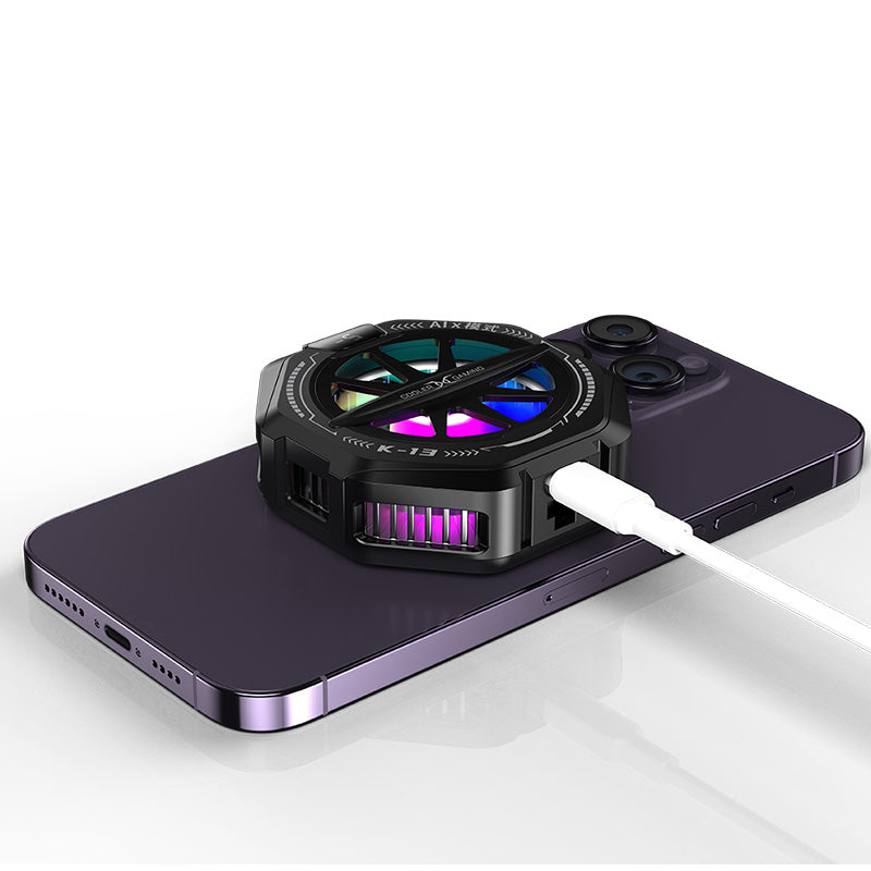 K13 Gaming Phone Cooler – Magnetic & Clip Design, RGB Lights, AI Temp Control