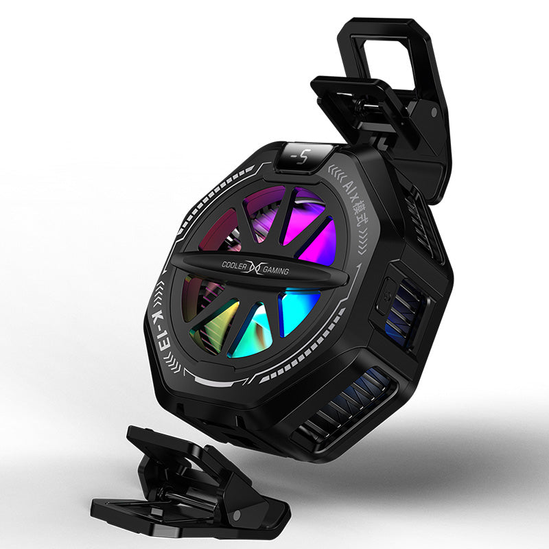 K13 Gaming Phone Cooler – Magnetic & Clip Design, RGB Lights, AI Temp Control