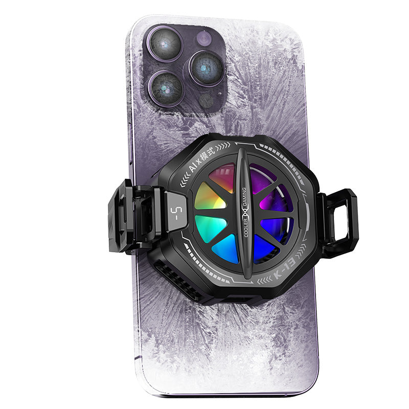 K13 Gaming Phone Cooler – Magnetic & Clip Design, RGB Lights, AI Temp Control