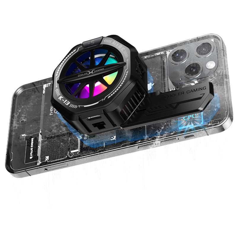 K13 Gaming Phone Cooler – Magnetic & Clip Design, RGB Lights, AI Temp Control